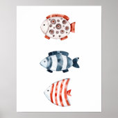 Unter dem Meer roter und blauer Fisch Poster (Vorne)