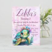 Unter dem Meer, Schildkröte 2. Geburtstag, Einladung (Stehend Vorderseite)