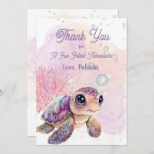 Unter dem Meer, Schildkröte 5. Geburtstag, Dankeskarte (Vorne/Hinten)