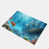 Unter dem Meer, Schildkröte, Korallen, Schiff, Clo Fußmatte (Schrägansicht)