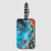 Unter dem Meer, Schildkröte, Korallen, Schiff, Clo Gepäckanhänger (Vorderseite Vertikal)