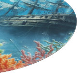 Unter dem Meer, Schildkröte, Korallen, Schiff, Clo Schneidebrett (Ecke)