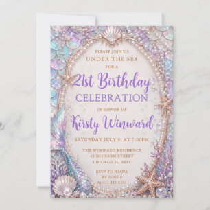 Unter dem Meer Schillernde Muschel 21. Geburtstag Einladung