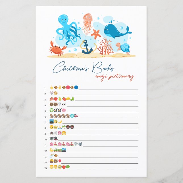 Unter dem Meer sind Kinderbücher Emoji-Picktionary (Vorderseite)