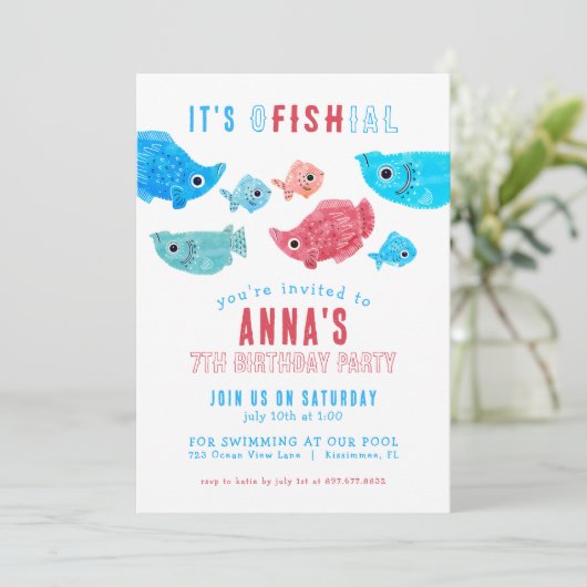 Unter dem Meer Sommer Geburtstag Einladung (Stehend Vorderseite)