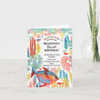 Unter dem Meer Tieraquarell Geburtstag Einladung