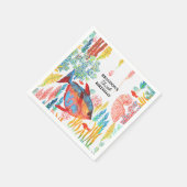Unter dem Meer Tieraquarell Geburtstag Serviette (Ecke)