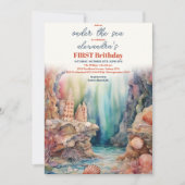 Unter dem Meer Tiere 1. Geburtstag Einladung (Vorderseite)