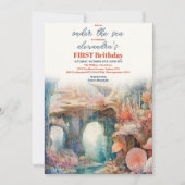 Unter dem Meer Tiere 1. Geburtstag Einladung (Vorderseite)