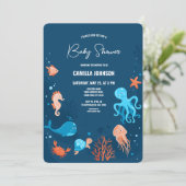Unter dem Meer Tiere Baby Dusche Einladung (Stehend Vorderseite)