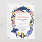 Unter dem Meer Tiere Baby Dusche Einladung (Vorderseite)