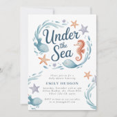 Unter dem Meer Tiere Baby Dusche Einladung (Vorderseite)