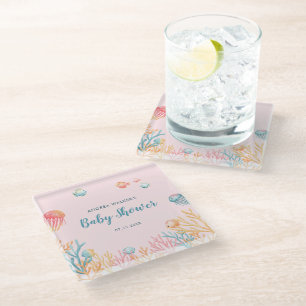 Unter dem Meer Tiere Farbige Babyparty Glasuntersetzer