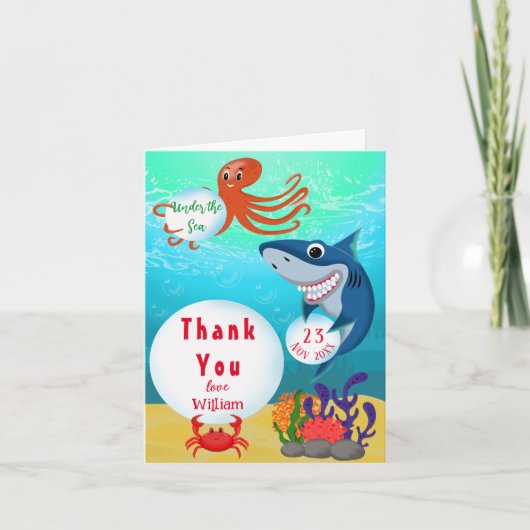 Unter dem Meer Tiere Kind zum Geburtstag Dankeskarte (Vorderseite)