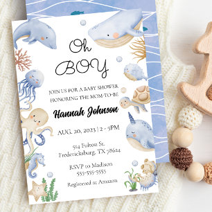 Unter dem Meer Tiere Nautical Oh Boy Baby Dusche Einladung
