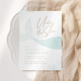 Unter dem Meer Türkis Meerjungfrau Mädchen Geburts Einladung