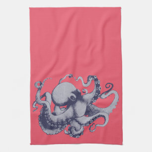 Unter dem Meer Vintage Tintenfisch Handtuch