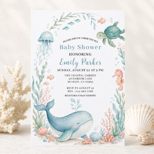 Unter dem Meer Wal-Baby-Party Einladung