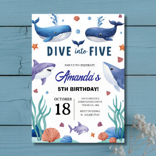Unter dem Meer Wal & Shark zum Geburtstag Einladun Einladung