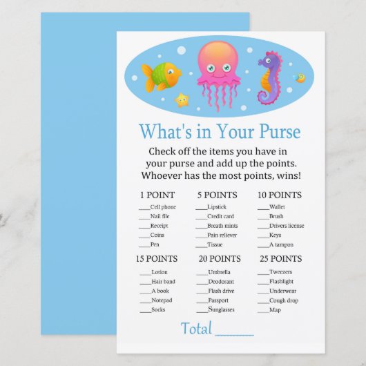 Unter dem Meer Was ist in Ihrem Geldbeutel Baby Sh (Vorne/Hinten)