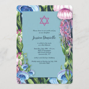 Unter dem Meer Wasserfarbe Bat Mitzvah Einladung