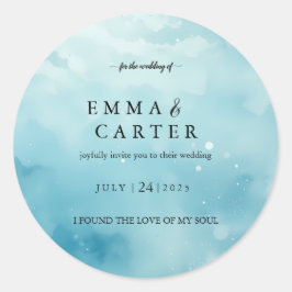 Unter dem Meer Wasserfarbe Hochzeit Elegantes Skri Runder Aufkleber