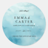 Unter dem Meer Wasserfarbe Hochzeit Elegantes Skri Runder Aufkleber (Vorderseite)