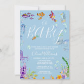 Unter dem Meer Wasserfarbe Oh Babydusche Einladung (Vorderseite)