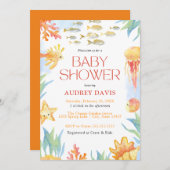 Unter dem Meer Wasserfarben Kinderdusche Einladung (Vorne/Hinten)