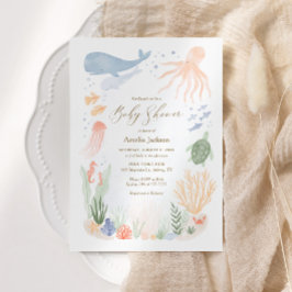 Unter dem Meer Wasserfarben Kinderdusche Einladung