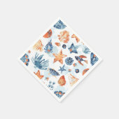 Unter dem Meer | Wasserfarben Korallen Meeres Tier Serviette (Ecke)