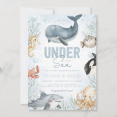 Unter dem Meer Whale Baby Dusche Einladung (Vorderseite)
