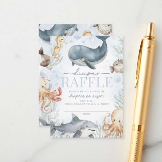Unter dem Meer Whale Babydusche Windelwanne Begleitkarte (Vorderseite/Rückseite Beispiel)