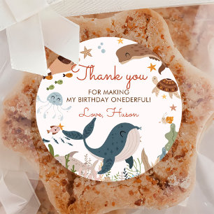 Unter dem Meer Whale Shark Sea Life 1. Geburtstag Runder Aufkleber