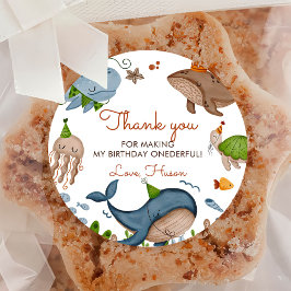 Unter dem Meer Whale Shark Sea Life 1. Geburtstag Runder Aufkleber