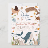 Unter dem Meer Whale Shark Turtle Sea Life Geburts Einladung (Vorderseite)