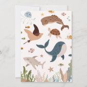 Unter dem Meer Whale Shark Turtle Sea Life Geburts Einladung (Rückseite)