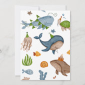 Unter dem Meer Whale Shark Turtle Sea Life Geburts Einladung (Rückseite)