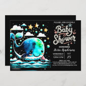 Unter dem Meer Whale Waves Boy Baby Dusche Einladung (Vorne/Hinten)