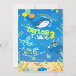 Unter dem Meer zum Geburtstag, Ozeantiere Geburtst Einladung