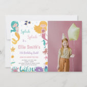 Unter dem Meeresblond Meerjungfrau zum Geburtstag Einladung (Vorderseite)