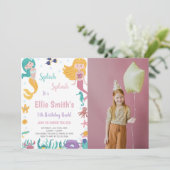 Unter dem Meeresblond Meerjungfrau zum Geburtstag Einladung (Stehend Vorderseite)