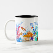 Unter dem Meeresfarbenmeer Zweifarbige Tasse (Links)