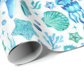 Unter dem Meeresfarbmuster Geschenkpapier (Rolleneckpunkt)