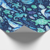Unter dem Meeresfarbmuster Geschenkpapier (Ecke)