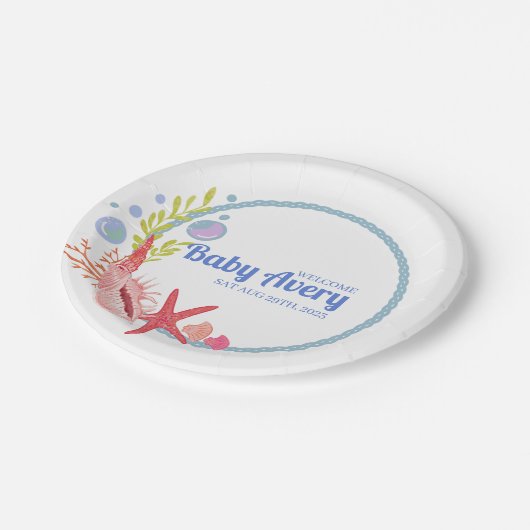 Unter dem Meeresgedächtnis Willkommensdusche Pappteller (Schrägansicht)