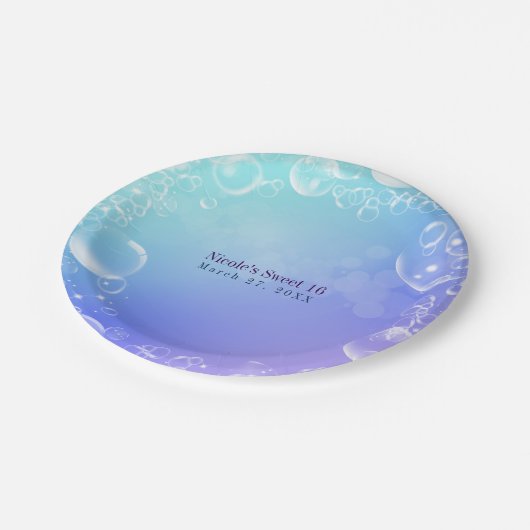 Unter dem Meeresgezauberten Blasen-Party Pappteller (Schrägansicht)