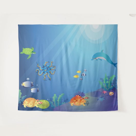 Unter dem Meeresgrund für Kinder Wandteppich (Vorderseite (Horizontal))