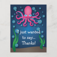 Unter dem Meeresgrund Rosa Oktopus Danke, Postcard