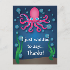 Unter dem Meeresgrund Rosa Oktopus Danke, Postcard Postkarte